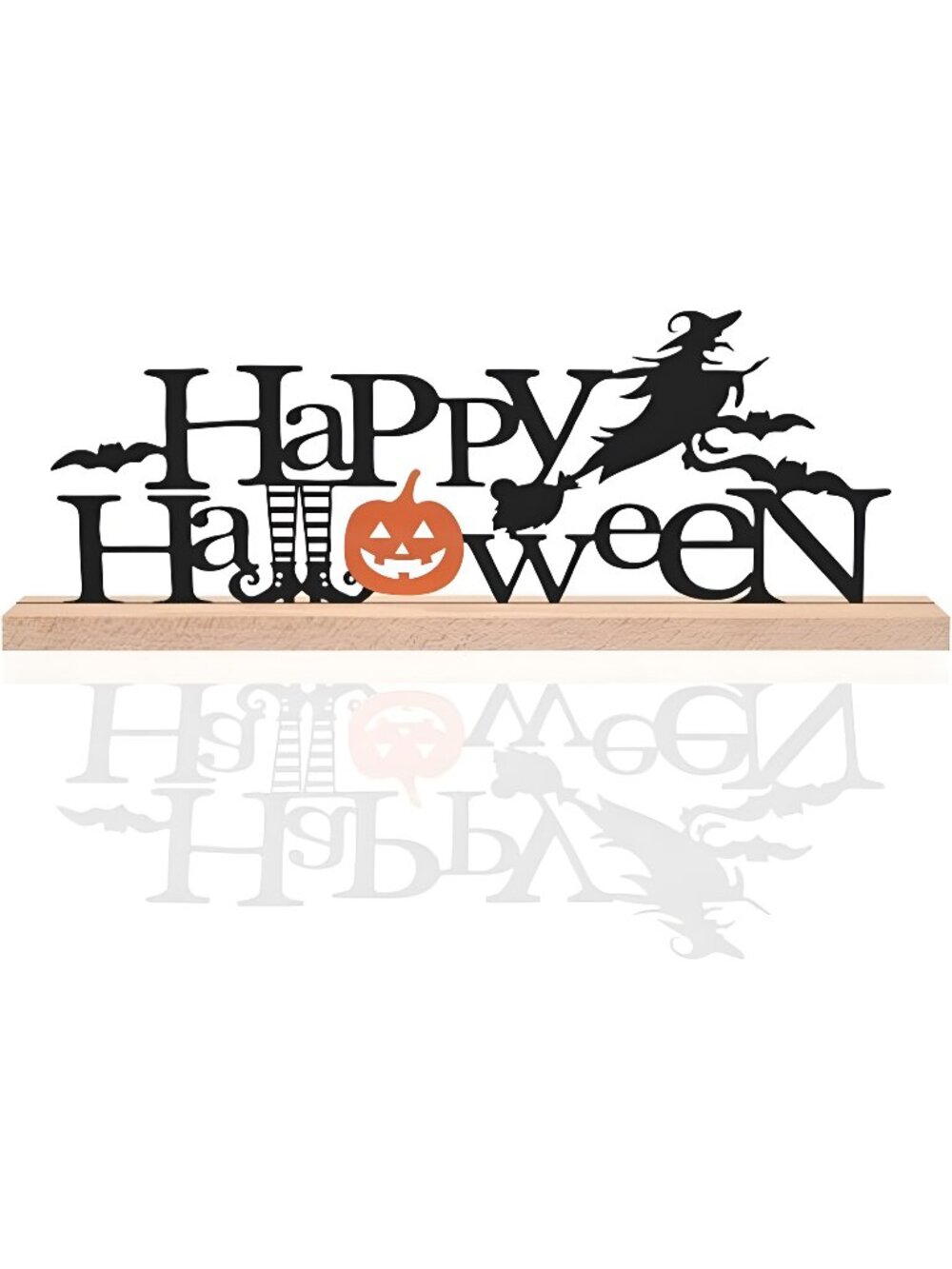 Happy Halloween Sign Rustic Table Decor, Metal & Wooden Desk Halloween Party